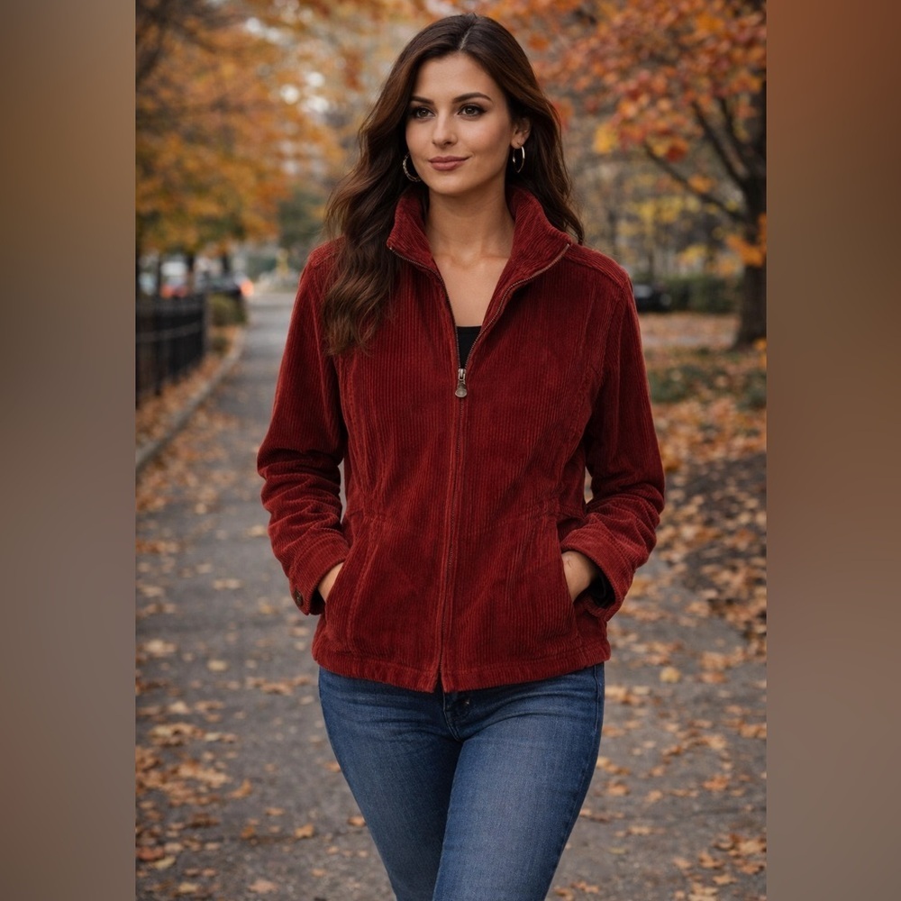 L.L. BEAN Vintage 90’s Retro Red Corduroy Jacket Sz Lg